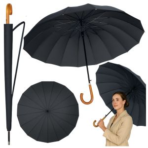 Paraguas Automático Grande con Funda y Mango de Madera 115 cm