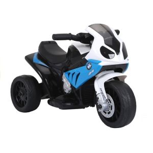 Moto eléctrica infantil BMW S1000RR triciclo azul Lean Cars, vista frontal