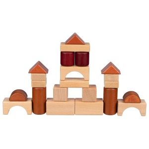 Juego de construcción en caja de madera