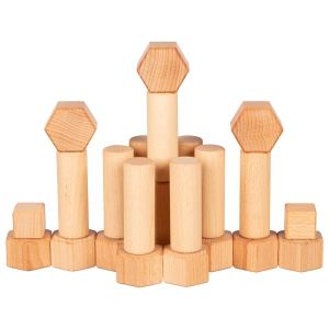 Juego de construcción encerado con aceite de nogal , 75 piezas
