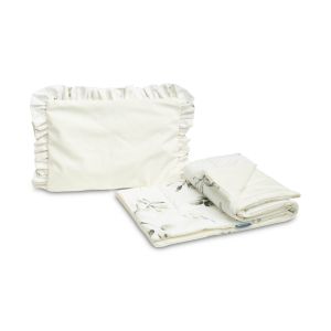 Set para cochecito de terciopelo con volante Oliva , incluye Almohada + Edredón - imagen 2