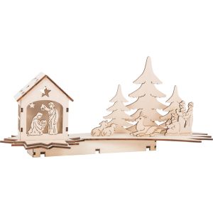 Lámpara de madera Escena de Navidad