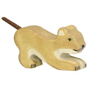 Figura de madera León Pequeño Jugando Holztiger - imagen 2