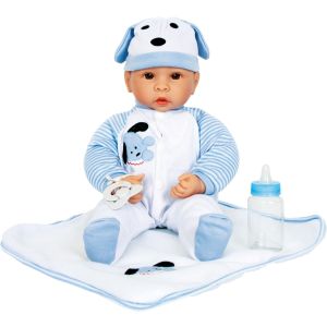 Muñeco Benno Legler - 43 cm altura. Incluye biberón y mantita