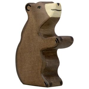 Figura de madera Oso Marrón pequeño sentado Holztiger