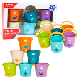 Juego de Cubos para Baño con Agujeros Coloridos 6pcs