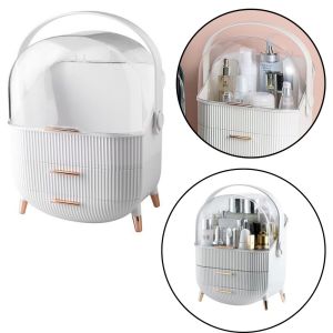 Organizador de Cosméticos con Tapa Abatible Transparente Blanco