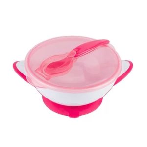 Cuenco con Ventosa y Cuchara BabyOno - Ideal para Viajes y Paseos-Rosa