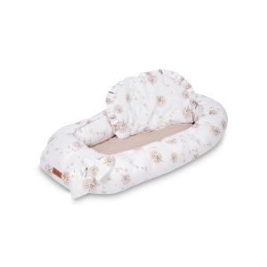 Nido para Bebé de Muselina Beige Dandelions 80x45 cm con Almohada – Seguro y Reversible