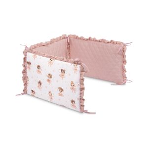 Protector de Cuna Reversible de Muselina – Ballerinas Rosa – 3 Paneles con Sujeción Segura