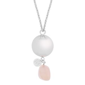 Llamador de Ángeles con Cuarzo Rosa – Collar de Embarazo con Cadena de Acero