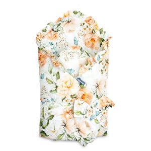 Envoltorio de bebé en forma de cono con volantes. Estampado Peonia 75 x 75 cm - imagen 2