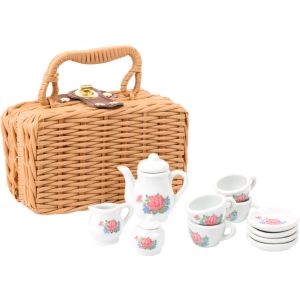 Servicio de Café de porcelana en cesta