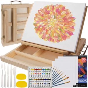 Set de Pintura en Maleta Con Caballete de Madera , 46 piezas - REBAJAS -