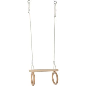 Trapecio con anillos de gimnasia de madera