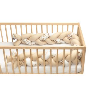 Protector trenzado para Cuna Plantas Beige , 210 cm 