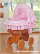 Moisés de Mimbre con Capota – Osito con Lazo Rosa | Cesta Natural para Bebé + Ropa de Cuna Completa