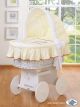 Moisés de Mimbre Teddy Bear Barnaba Crema con Capota y Ropa de Cuna – Extra Grande vista frontal