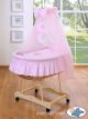 Cuna moisés de mimbre natural con dosel rosa Good Night – vista frontal