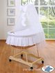 Cuna moisés de mimbre natural con dosel blanco Good Night – vista frontal
