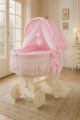 Capazo de Mimbre Blanco con Dosel Amelie + Ropa de Cama Rosa – MY SWEET BABY