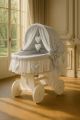 Capazo de Mimbre Blanco con Dosel Amelie + Ropa de Cama Gris – MY SWEET BABY