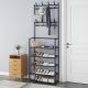 Mueble zapatero metálico negro con perchero