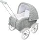 Cochecito para Muñecas de mimbre Gris 