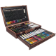 Set de Pintura Artística 130 Piezas con Maletín de Madera – Lápices, Acuarelas, Pasteles, Pinceles y Más