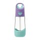 Botella B.box de 450ml en color lila con diseño triangular y pajita