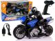 Moto deportiva R/C 1:10 azul LEAN Toys vista tres cuartos
