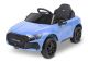 Coche eléctrico Toyz Audi RS3 azul con características de seguridad.