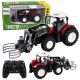 Tractor agrícola teledirigido Lean toys rojo con pinza para pacas frontal
