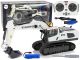 Excavadora radiocontrolada Caterpillar Lean Toys, vista frontal con brazo