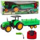 Tractor de granja teledirigido con remolque verde