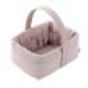 Cesta canastilla Cambrass línea dulce 22,5x29x29 cm en piqué y plumeti orgánico, vista frontal