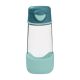 Botella deportiva B.box 450ml con diseño triangular y pico de silicona.