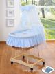 Set de Moisés de Mimbre con Ruedas y Dosel - Good Night Blue My Sweet Baby