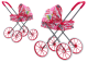 Carrito de Muñecas con Ruedas Grandes y Plegable Rosa