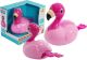 Flamingo de baño que flota en el agua