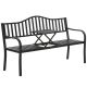Banco de jardín de metal negro con mesa central extensible 150 cm