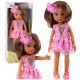 Muñeca con Vestido Rosa y Cabello Largo Marrón