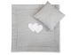Pram Bedding Set With Duvet And Pillow 2pcs - Hearts White Polka Dots On Grey