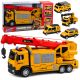 Camión con grúa de Lean toys y sus mini vehículos incluidos.