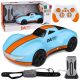 Coche de control remoto con luces LED y efecto humo en color azul.
