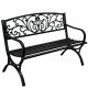 Banco de jardín de metal negro decorado para 2 plazas 127 cm