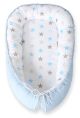 Baby Nest Double-sided Premium Cocoon For Infants Bobono- Gray-blue Stars/ Blue