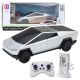 Coche R/C pickup futurista plateado Double E vista tres cuartos