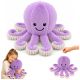 Peluche pulpo morado con tentáculos elásticos y estilo amigable.