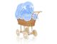 Carrito de Muñecas My Sweet Baby con Ropa de Cama Azul Natural